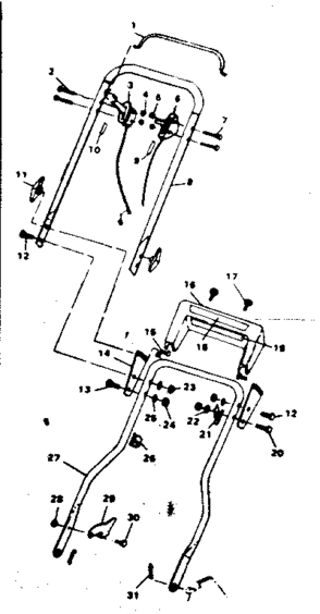 Handle Assembly Diagram and Parts List for 536375600  Craftsman Lawn Mower