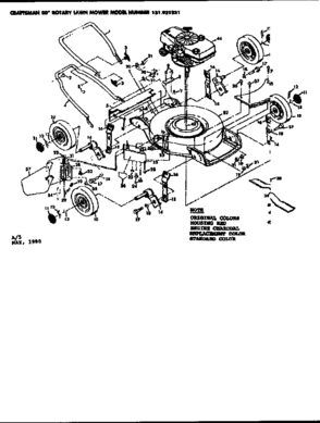 Replacement Parts Diagram and Parts List for 131921321  Craftsman Lawn Mower