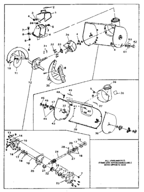 Auger Assembly Diagram and Parts List for 8871  Craftsman Snow Blower