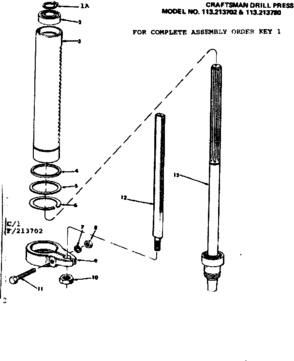 2 In. Drill Press/spindle Assembly, Stop Diagram and Parts List for 113213702  Craftsman Drill Press