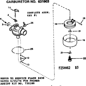 Carburetor Diagram and Parts List for 143254462  Craftsman Engine