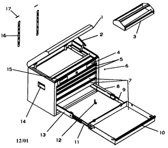 Tool Chest Diagram and Parts List for 706598910  Craftsman Tool Stand & Cart