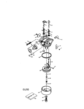 Carburetor 640275 Diagram and Parts List for 143640275  Craftsman Lawn Mower