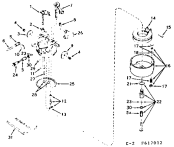 Carburetor Diagram and Parts List for 143617012  Craftsman Engine