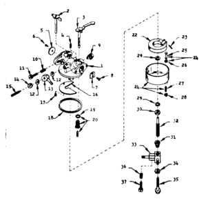 Carburetor Diagram and Parts List for 58031552  Craftsman Engine