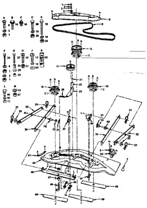 Suspension, Deck & Cover Diagram and Parts List for 917253645  Craftsman Lawn Mower