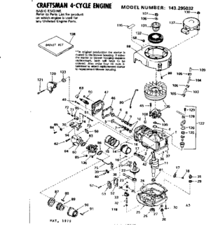 Replacement Parts Diagram and Parts List for 143295032  Craftsman Engine