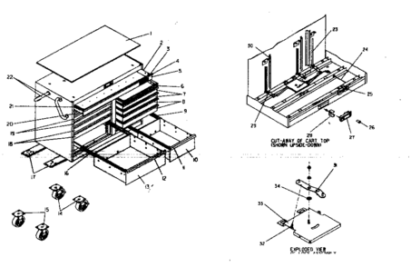 Tool Cart Diagram and Parts List for 706619891  Craftsman Tool Stand & Cart