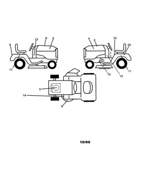 Decals Diagram and Parts List for 917270670  Craftsman Lawn Tractor