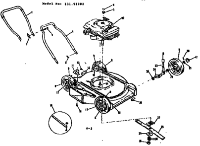 Replacement Parts Diagram and Parts List for 13191382  Craftsman Lawn Mower
