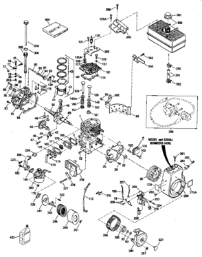 Replacement Parts Diagram and Parts List for 143816052  Craftsman Engine