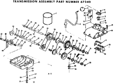 Transmission Assembly Diagram and Parts List for 13196321  Craftsman Engine