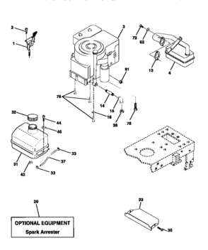 Engine Diagram and Parts List for 917270630  Craftsman Lawn Tractor