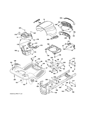 Chassis Assembly Diagram and Parts List for 917989250  Craftsman Lawn Tractor