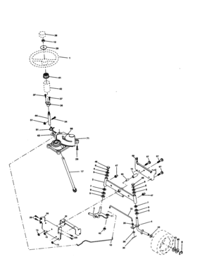 Steering Assembly Diagram and Parts List for 917277411  Craftsman Lawn Tractor