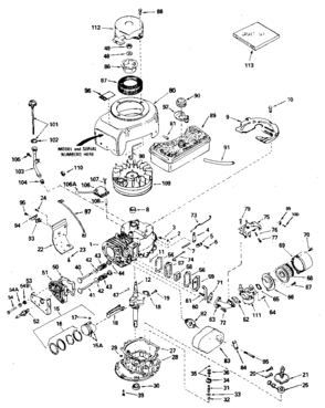 Replacement Parts Diagram and Parts List for 143396102  Craftsman Engine
