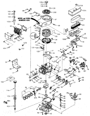 Replacement Parts Diagram and Parts List for 143396052  Craftsman Engine