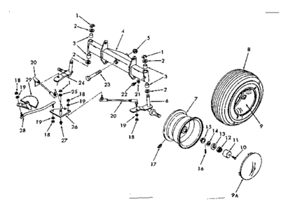 Front Axle Diagram and Parts List for 91725640  Craftsman Lawn Tractor