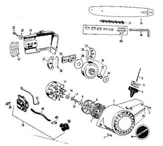 Flywheel Assembly Diagram and Parts List for 358352351  Craftsman Chainsaw