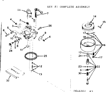 Carburetor Diagram and Parts List for 143646202  Craftsman Engine