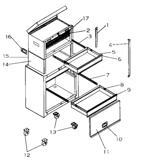 Tool Center Diagram and Parts List for 706599300  Craftsman Tool Stand & Cart