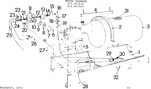 Tank And Frame Assembly Diagram and Parts List for 471467010  Craftsman Pressure Washer