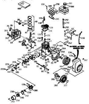 4-cycle Engine Diagram and Parts List for 143955005  Craftsman Engine