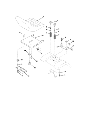 Seat Assembly Diagram and Parts List for 917272230  Craftsman Lawn Tractor