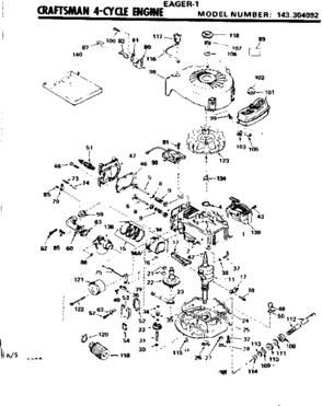 Replacement Parts Diagram and Parts List for 143304092  Craftsman Engine