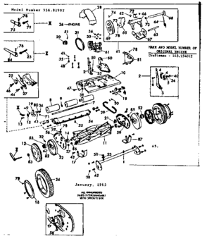 Reel Assembly Diagram and Parts List for 53681992  Craftsman Lawn Mower