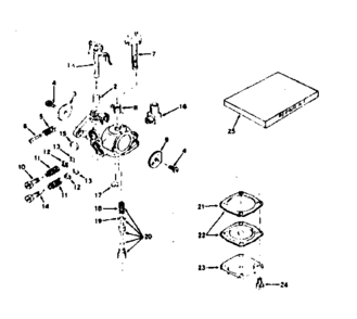 Carburetor Diagram and Parts List for 143225032  Craftsman Engine