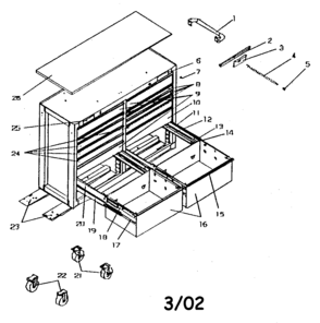 Tool Box Diagram and Parts List for 706597310  Craftsman Tool Stand & Cart
