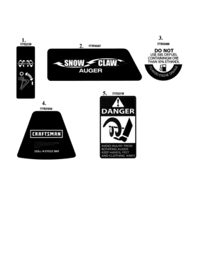 Decals Diagram and Parts List for 247116831  Craftsman Snow Blower