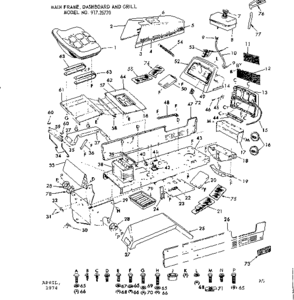 8e Lawn Tractor/main Frame, Dashboard & Grill Diagram and Parts List for 91725770  Craftsman Lawn Tractor