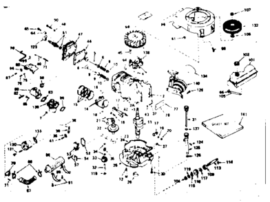 Basic Engine Diagram and Parts List for 143234162  Craftsman Engine