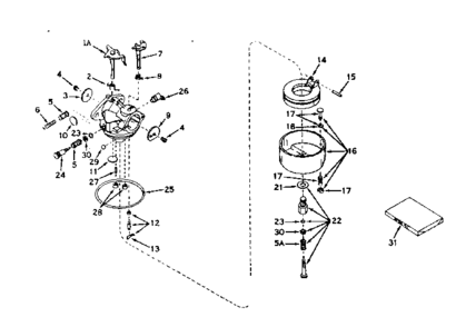 Carburetor No. 631165 - Plate No. 6 Diagram and Parts List for 143196032  Craftsman Engine