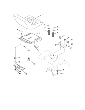 Seat Assembly Diagram and Parts List for 917272910  Craftsman Lawn Tractor
