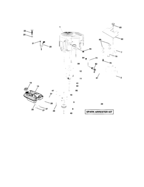Engine Diagram and Parts List for 917276070  Craftsman Lawn Tractor