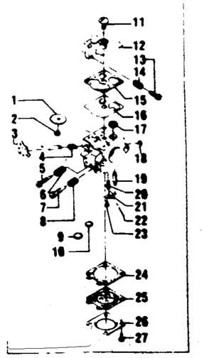 Carburetor Assembly Diagram and Parts List for 358355050  Craftsman Chainsaw