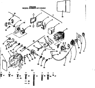 Main Frame Diagram and Parts List for 917352561  Craftsman Chainsaw