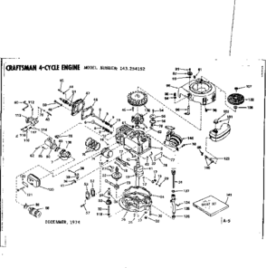 Replacement Parts Diagram and Parts List for 143254152  Craftsman Engine