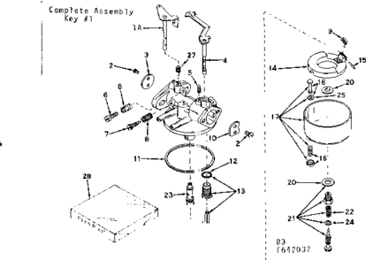 Carburetor Diagram and Parts List for 143642032  Craftsman Engine