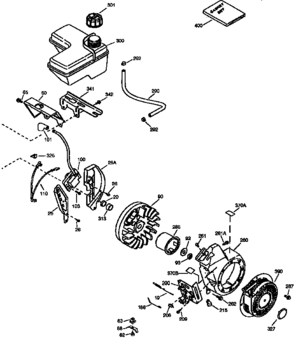 Fuel Tank And Flywheel Assembly Diagram and Parts List for 143985005  Craftsman Engine