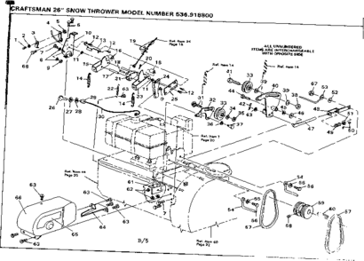 Drive Assembly Diagram and Parts List for 536918800  Craftsman Snow Blower