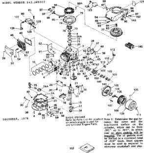Engine Diagram and Parts List for 143269022  Craftsman Engine