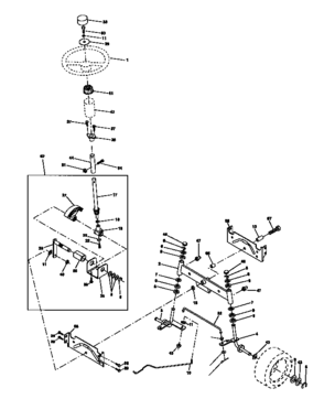 Steering Assembly Diagram and Parts List for 917270720  Craftsman Lawn Tractor