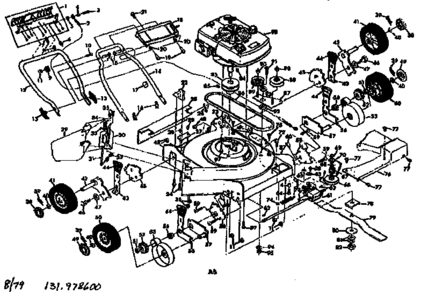 Mower Deck Diagram and Parts List for 131978600  Craftsman Lawn Mower