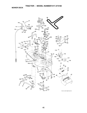 Mower Deck Diagram and Parts List for 917273160  Craftsman Lawn Tractor