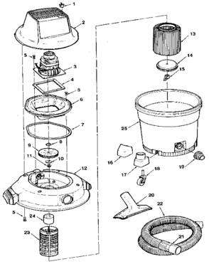 Unit Diagram and Parts List for 113177740  Craftsman Utility Vacuum