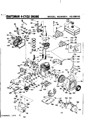 Engine Diagram and Parts List for 143696142  Craftsman Engine